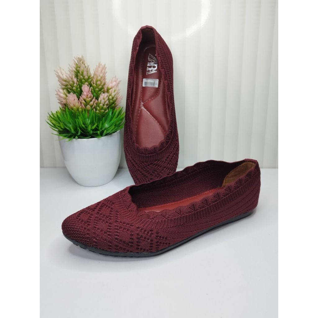 Flat shoes Rajut import santai