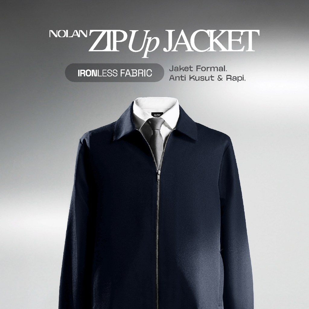 CUTOFF Nolan Zip Up Jacket Outer Pria Anti Kusut Ironless Lengan Panjang