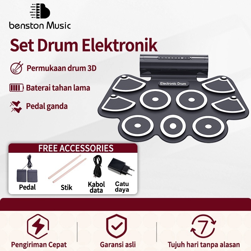 Benston Music- Set Drum/Set Drum Elektronik/Set Drum Set Lipat Nyaman/Set Drum Pemula Latihan Anak-a