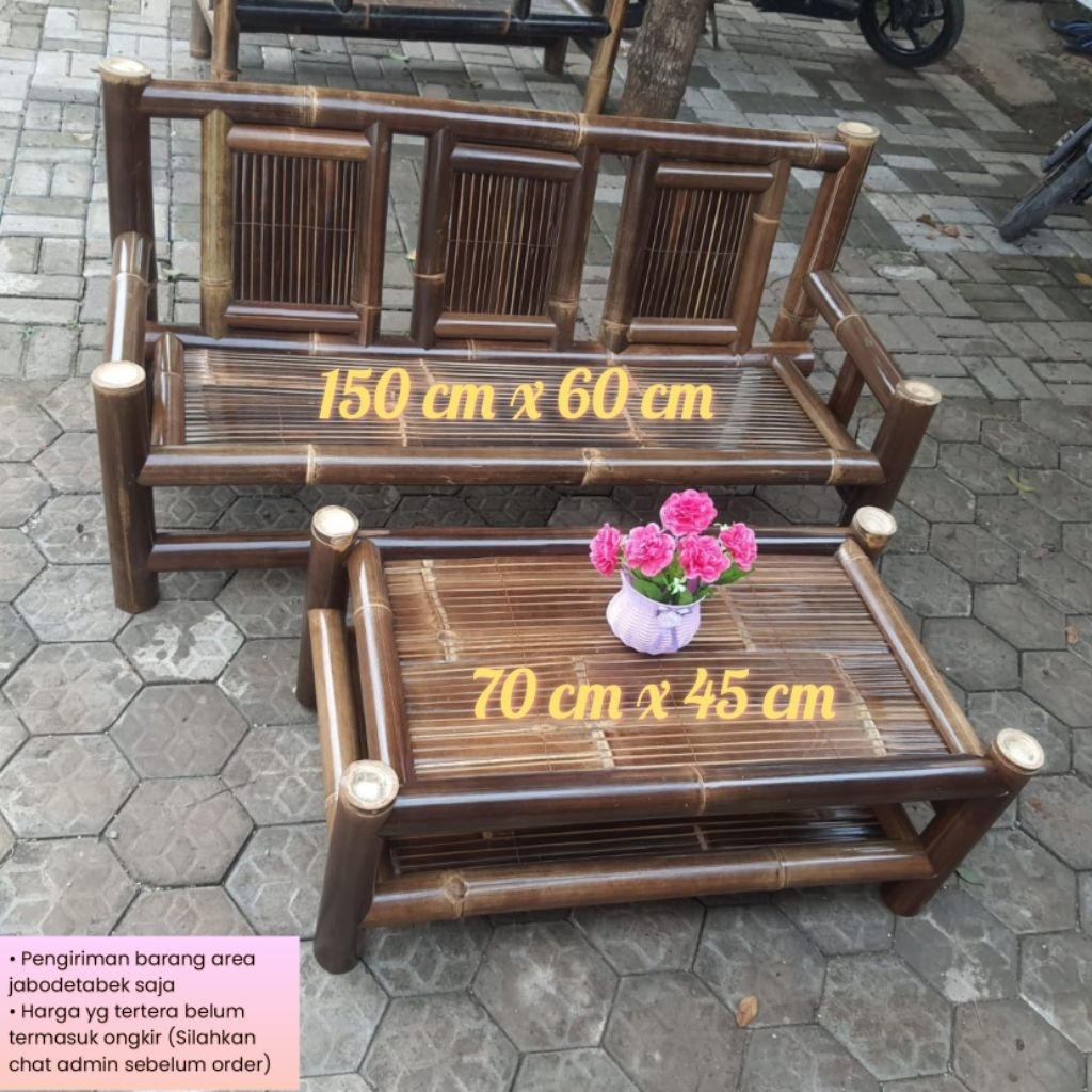 Kursi Bambu Hitam/Kursi Teras (2 item)