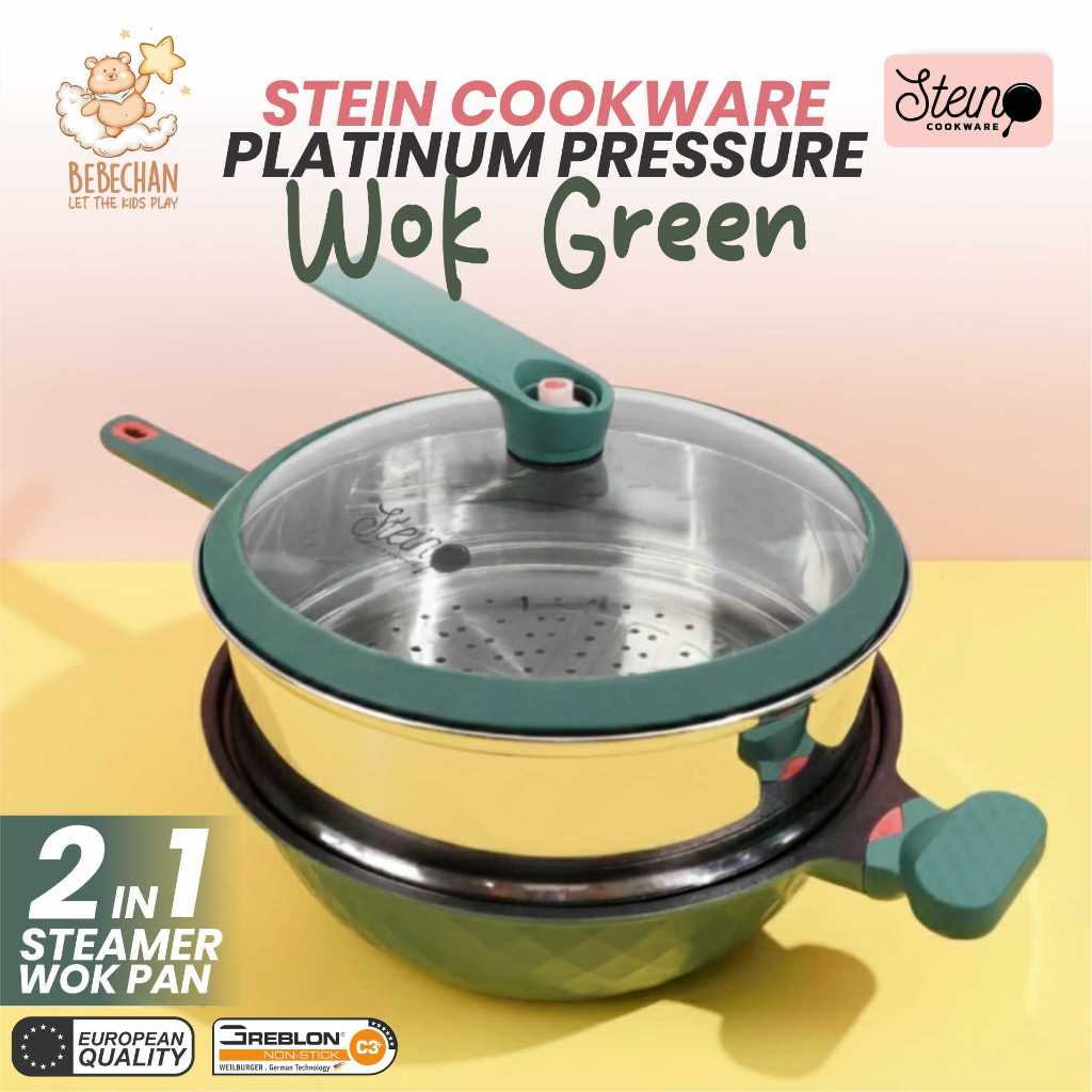 BEBECHAN - Stein Cookware Platinum Pressure Wok 32cm 2in1 Steamer Wok Pan Anti Lengket Bebas Baret