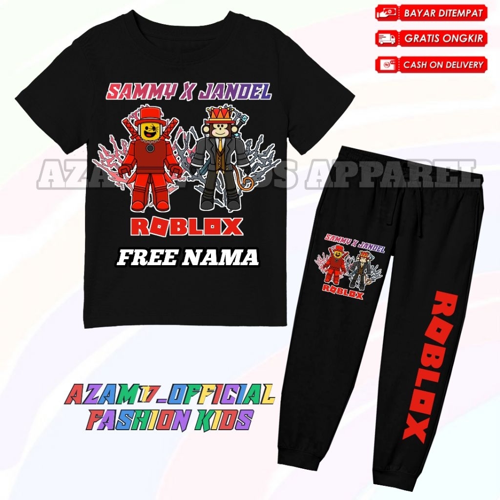 (BISA COD) Setelan Kaos Celana Jogger Anak Roblox Sammy X Jandel Free Nama / Setelan Kaos Jogger Ana