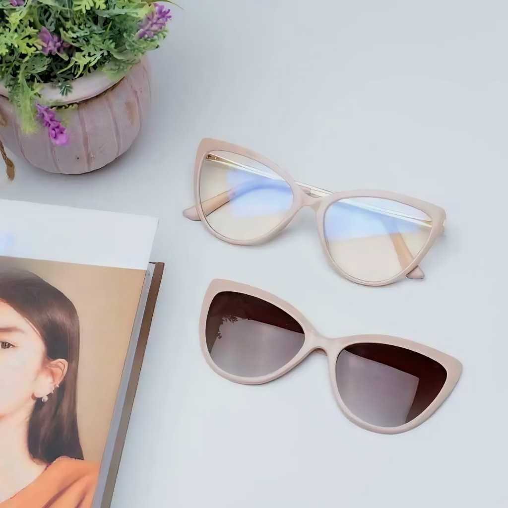 Kacamata Fashion Clip On Terbaru Frame Cat Eye 95968