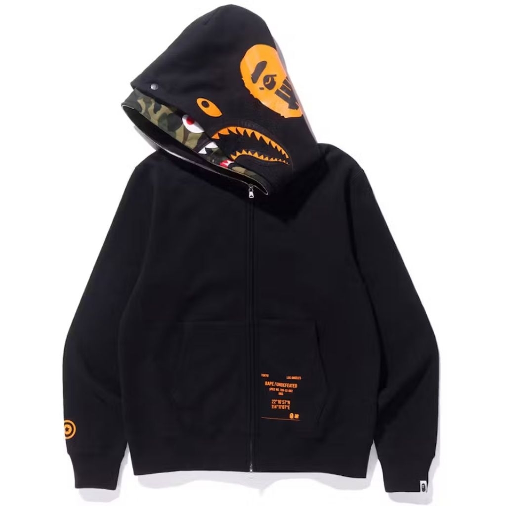Jaket Hoodie Zipper Bape X Undefeated Double Hoodie Unisex Full Tag High Quality