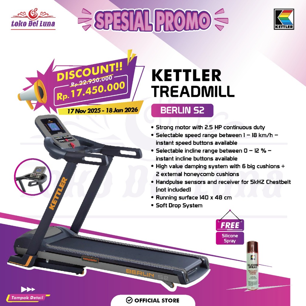 KETTLER BERLIN S2 Treadmill elektrik - ORIGINAL & GARANSI RESMI