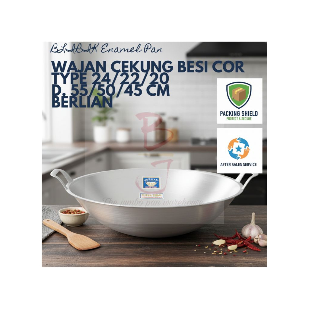 Wajan 42-45-50-55 cm type 18-20-22-24 Berlian Besar Tebal Besi Cor
