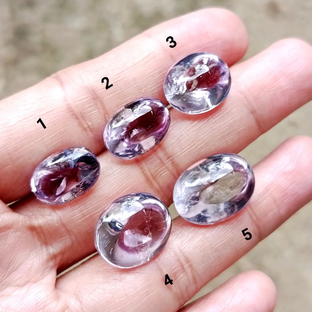 Natural kecubung Ungu Muda Kating Oval Polos / Natural Amethyst