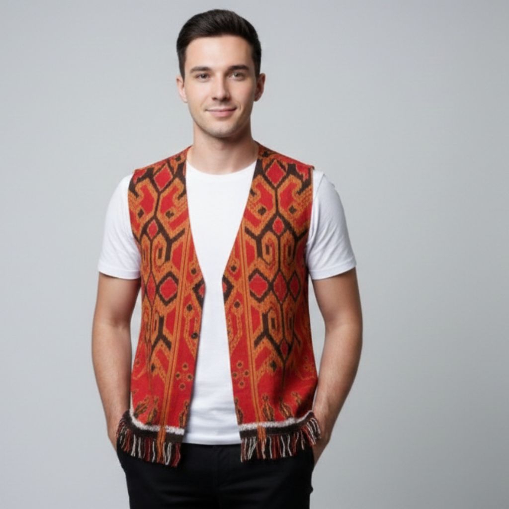 ROMPI PRIA TERBARU DENGAN MOTIF TORAJA BAJU FEST TERMURAH - ROMPI TENUN BLANKET ETNIK JEPARA