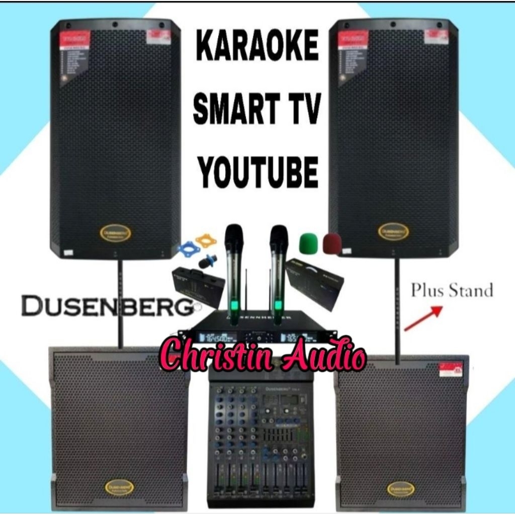 Paket Sound System Indoor Outdoor Karaoke Live Music Profesional Audio Dusenbreg 2 Speaker Aktif 12 