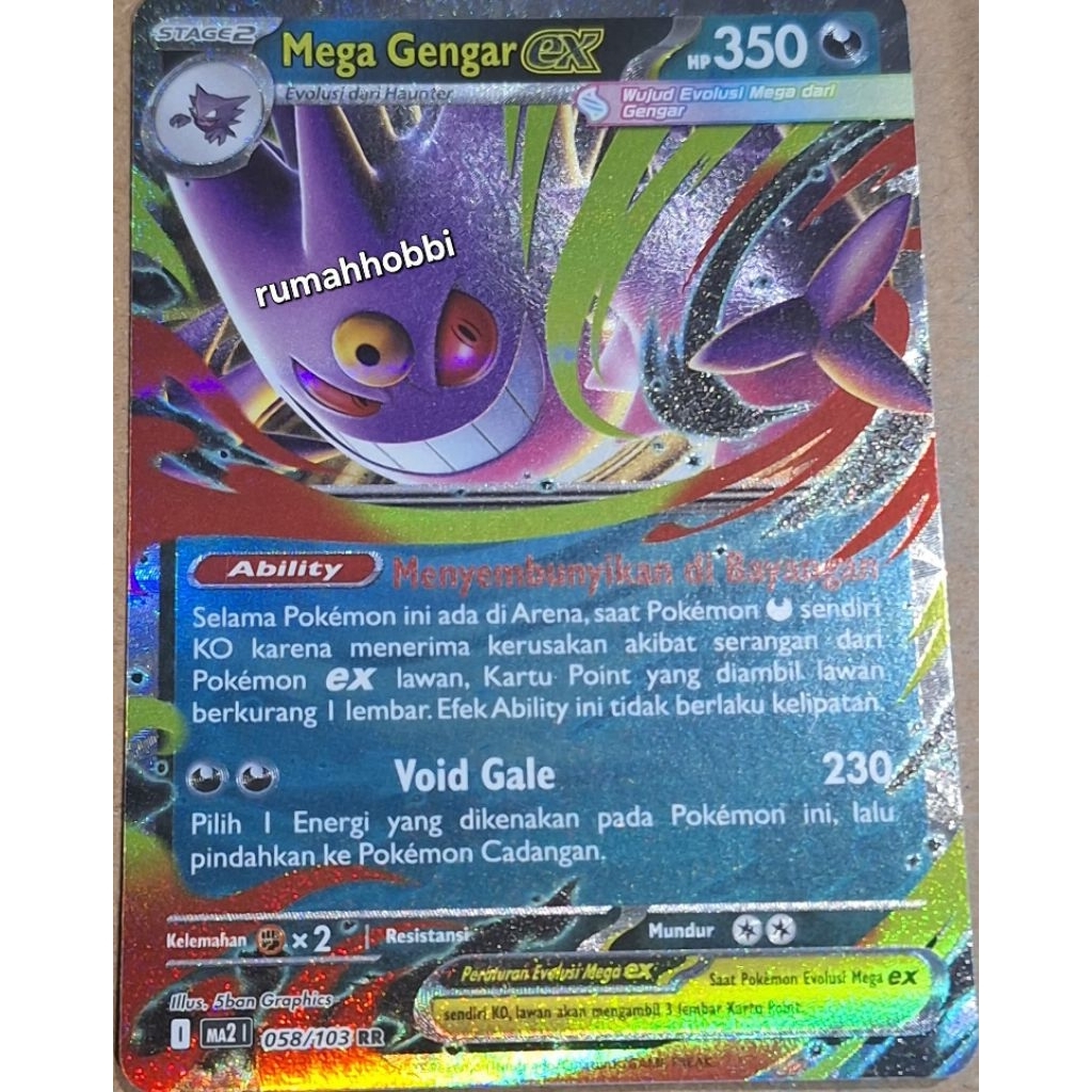 Kartu Pokemon Mega Gengar EX ID MA2058/103 RR Pokemon TCG Indonesia