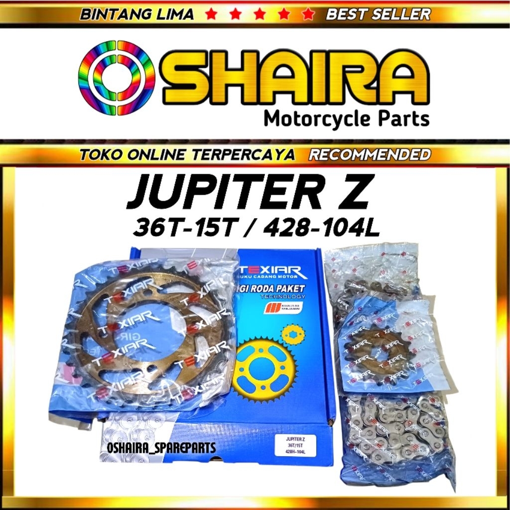 GEAR SET PAKET JUPITER Z / GEAR SET JUPITER Z 36T/15T 428H-104L / VEGAR LAMA/NEW / F1ZR / GEAR SET V