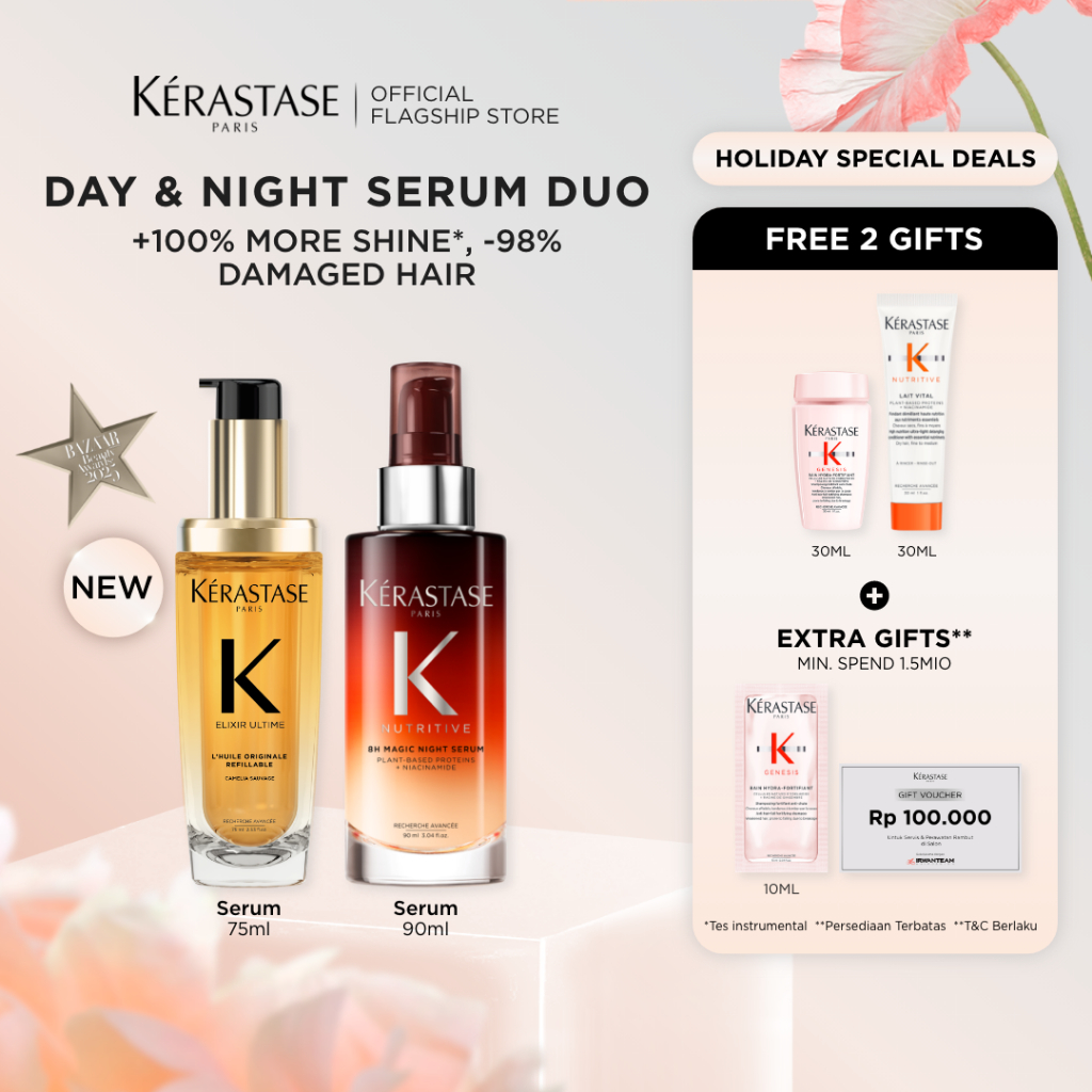 Kerastase Day & Night Hair Serum Duo - Elixir Ultime 75ml & 8H Magic Night Serum 90ml
