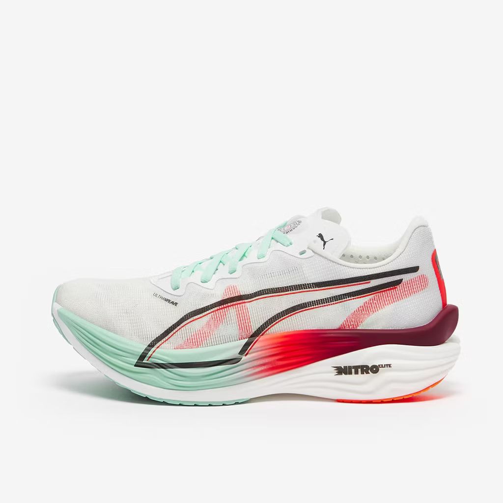 Puma Sepatu Running Women Deviate Nitro Elite 3 Hyrox - Puma White/Glowing Red/Mint