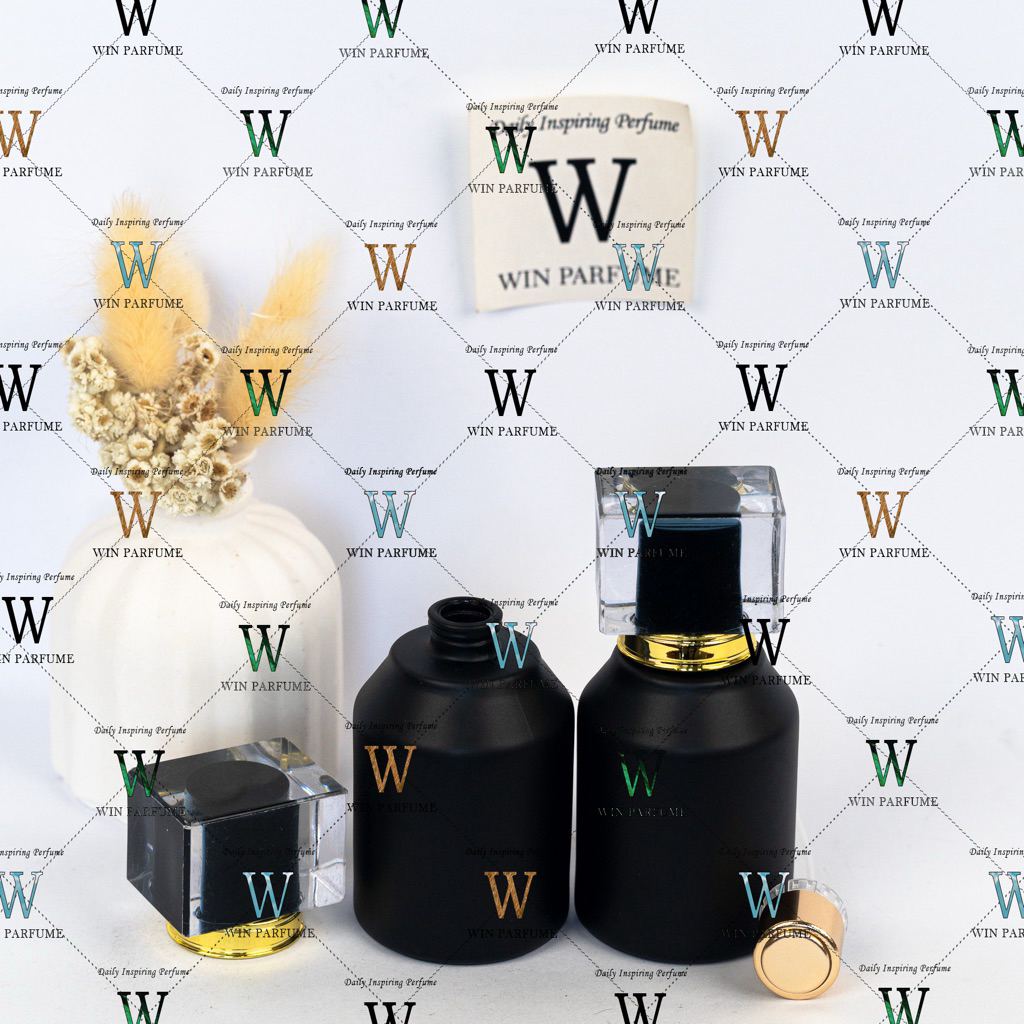 Botol Parfum Mewah Hertic Hitam Doff Tutup Crystal 30ml Semi Press Ring Spray Hitam