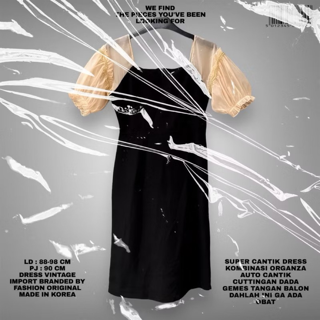 KOREAN DRESS ORIGINAL/SQUARE NECK BLACK DRESS KOMBINASI ORGANZA PREMIUM KOREAN LOOK/DRESS KOREAN STY