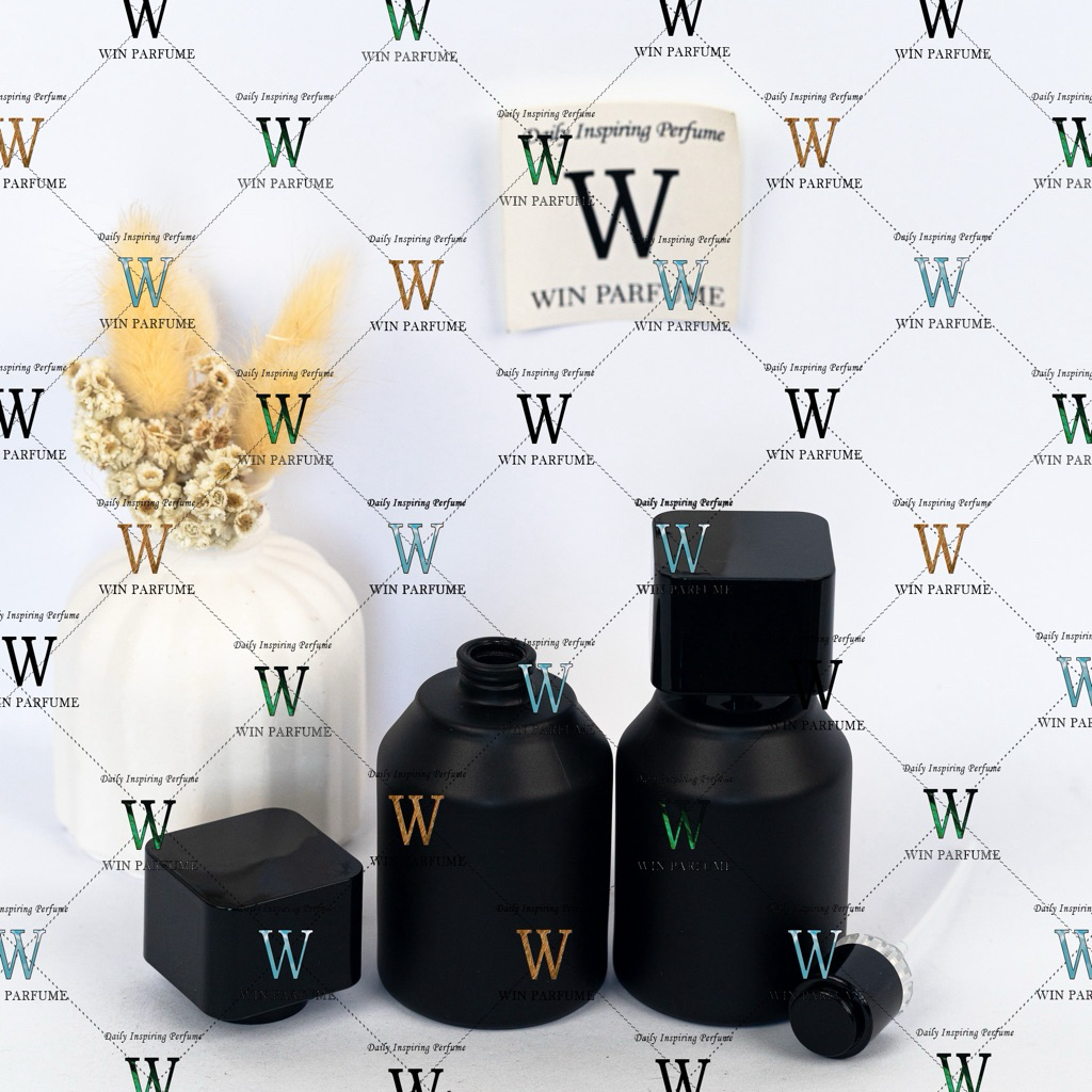 Botol Parfum Hertic Hitam Doff 30ml Tutup Square Hitam Semi Press Ring Spray Hitam