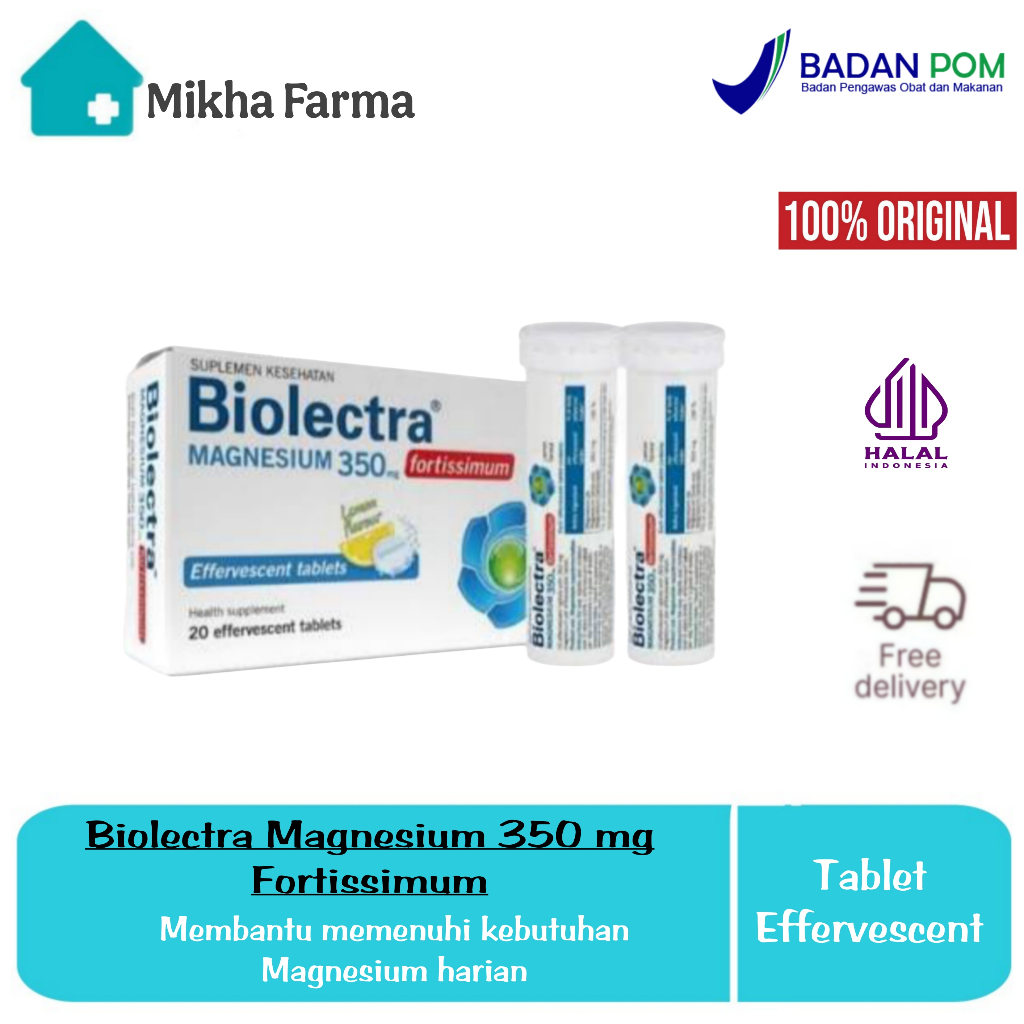 Biolectra Magnesium 350 Fortisimum Tablet Effervescent | Magnesium 350mg - Suplemen Magnesium