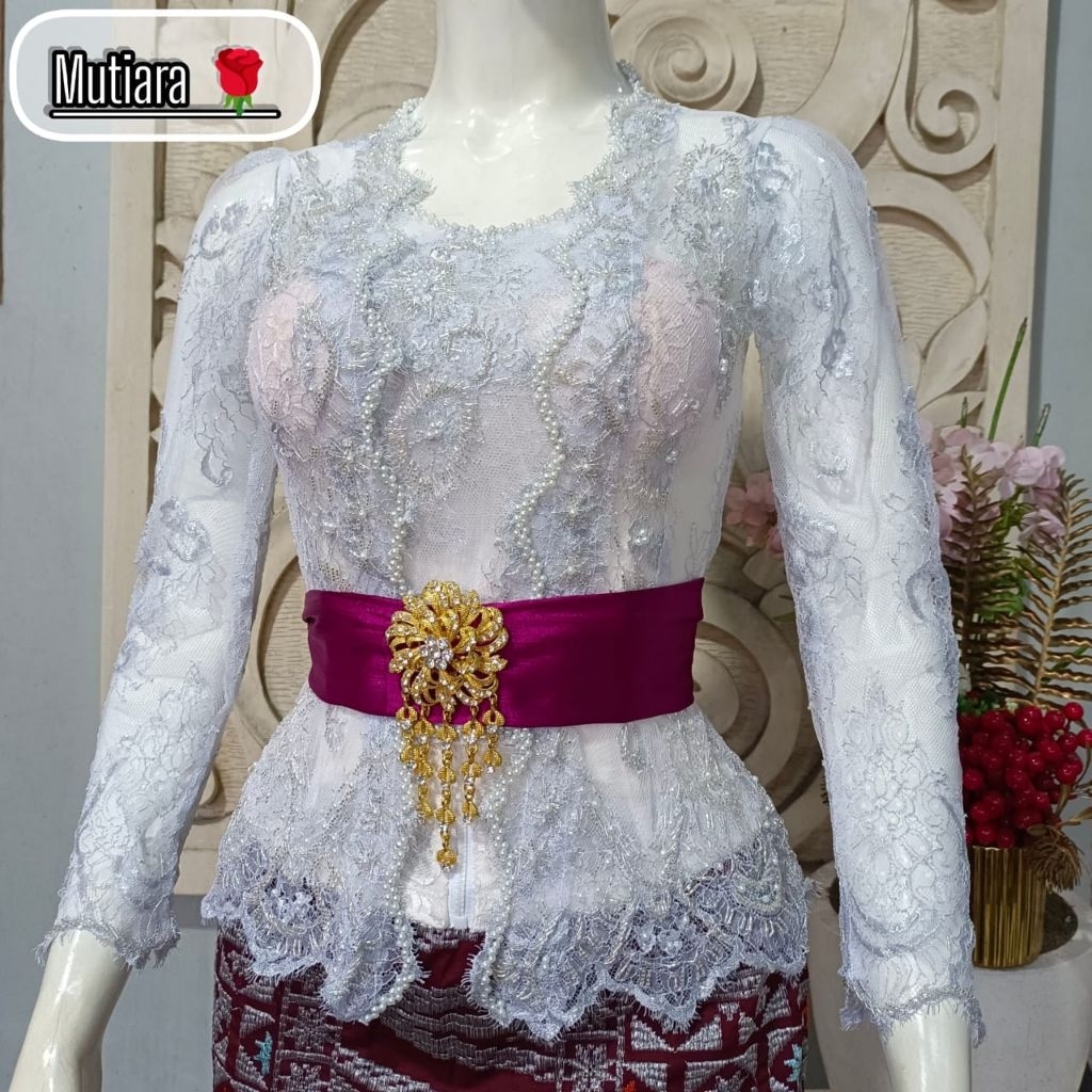 Kebaya jadi brokat metalik payet Kebaya brokat metalik atasan tradisional wanita setelan kebaya bali