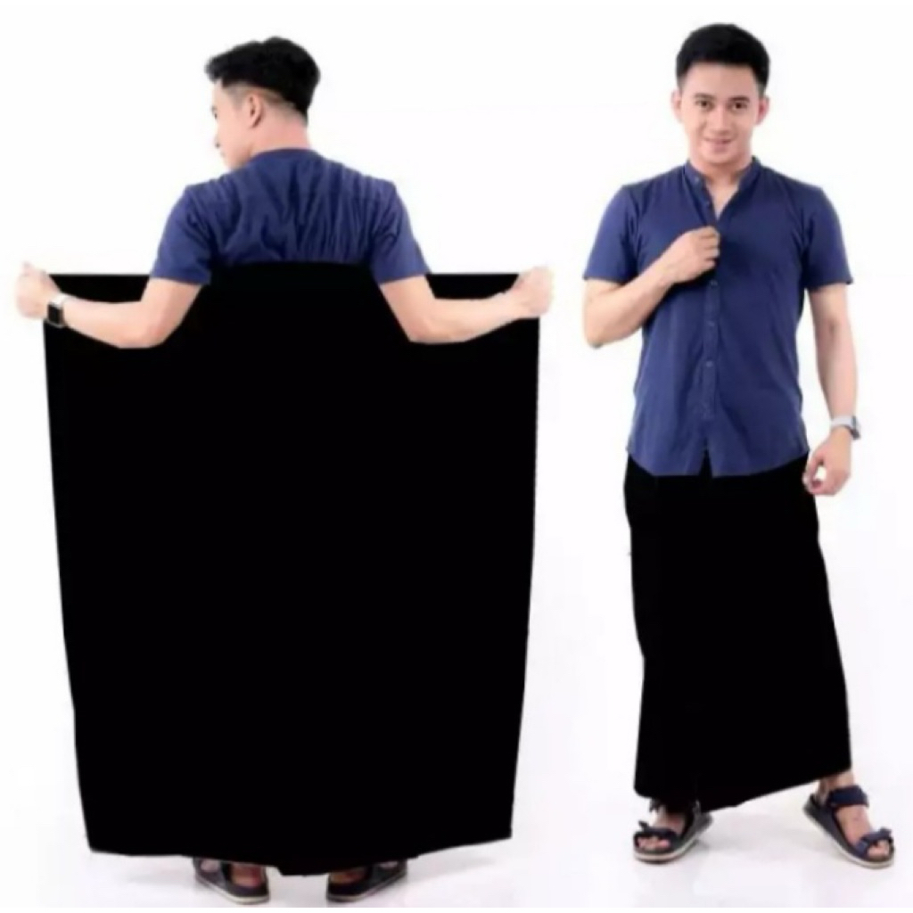 SARUNG ANAK SANTRI HITAM POLOS / SARUNG SANTRI PRIA / SANTRI WANITA / SARUNGAN / SYUBBANUL MUSLIMIN
