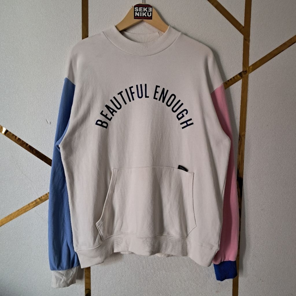 Crewneck MOTIVE STREET Beautiful Enough Idol KPop Kim Namjoon RM BTS Bahan babyteri