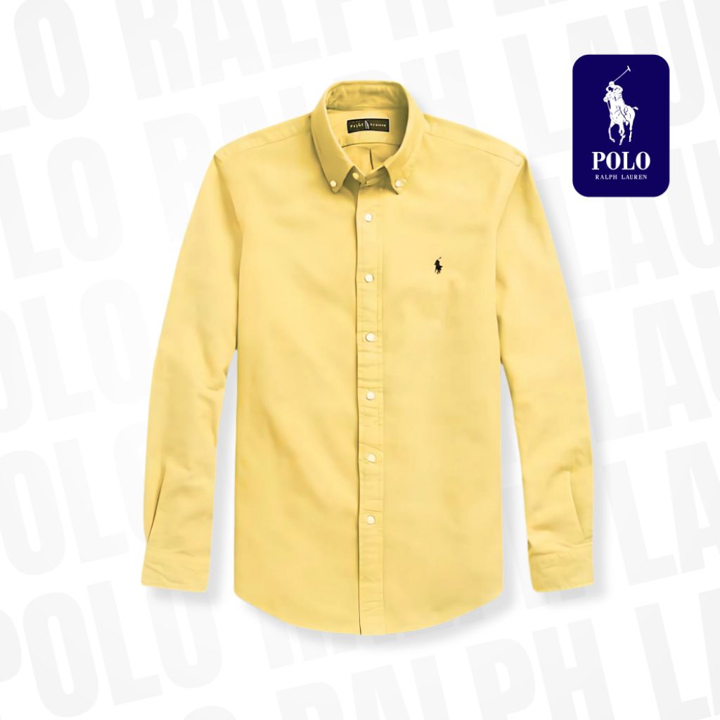 Kemeja Polo Ralph Lauren Pria Lengan Panjang Oxford Slim Fit Casual Formal