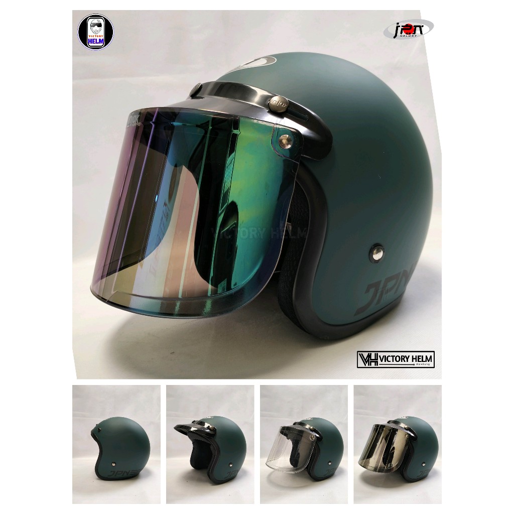 Helm Jpn Retro Warna Hijau Army Dop