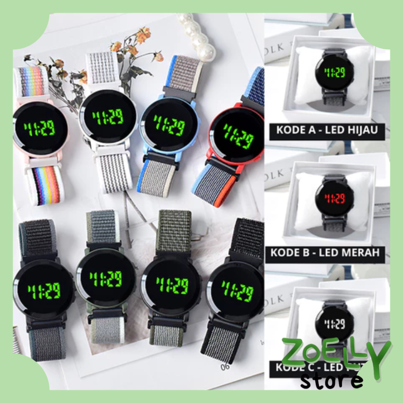 Zoelly J206 Jam bulat Digital Watch Strap Kanvas Jam Tangan LED Jam Tangan Kanvas J206 Jam bulat Dig