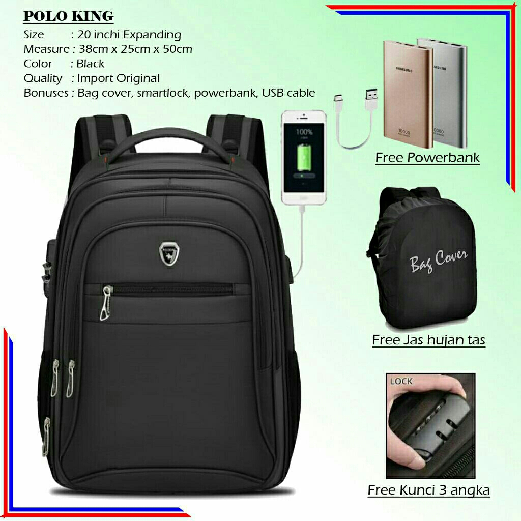 POLO GIVES SIZE 20 INCHI ORIGINAL IMPORT TAS PRIA TAS RANSEL LAPTOP TAS BACKPACK PRIA IMPORT TAS POL