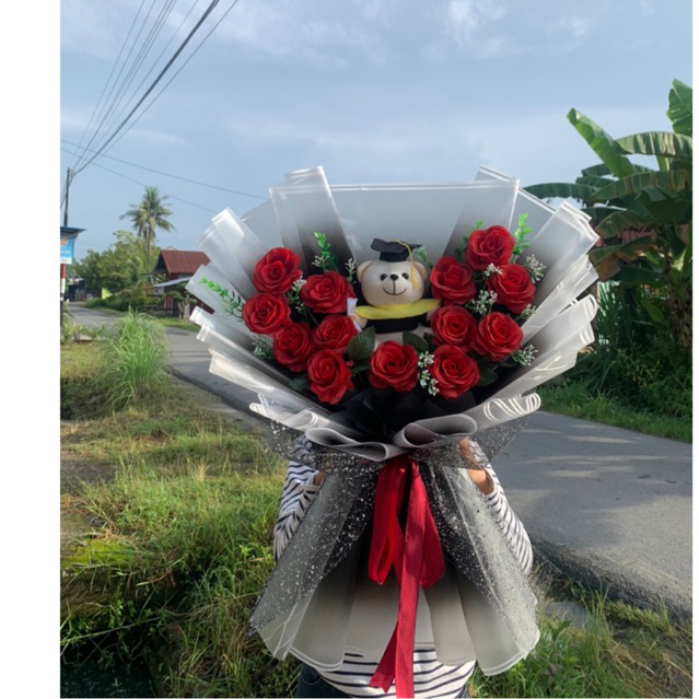 buket wisuda boneka mawar jumbo