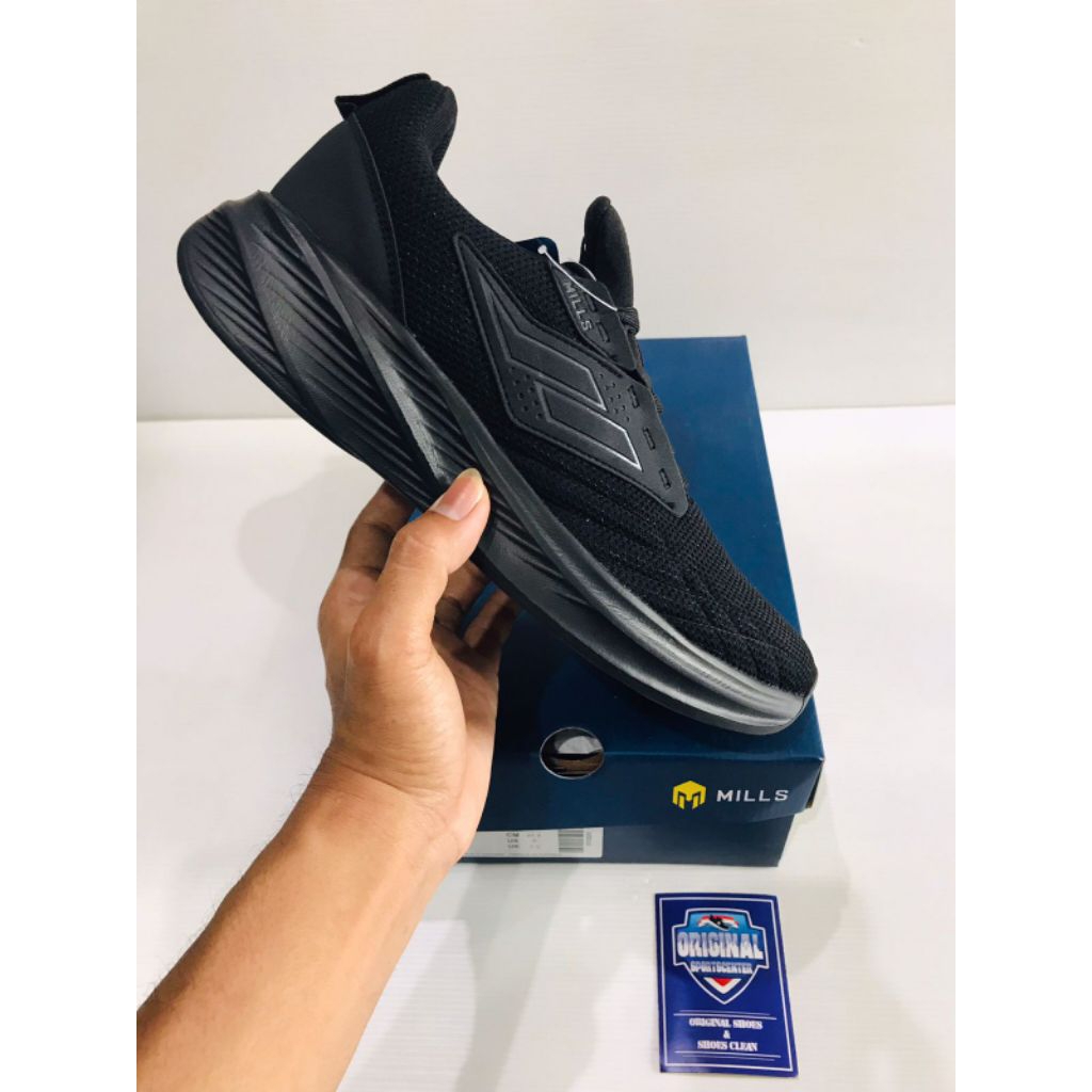 BIG SALE MILLS TAGEL ORIGINAL SEPATU HITAM/FULL BLACK/SEKOLAH/PRIA/RUNNING/LARI/SNEAKERS