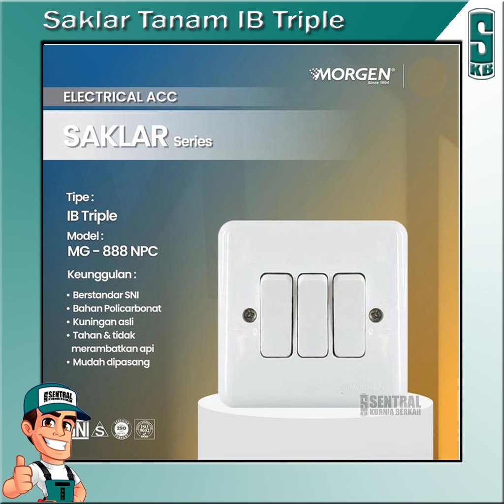 Saklar Tanam IB Triple Morgen MG-888 NPC