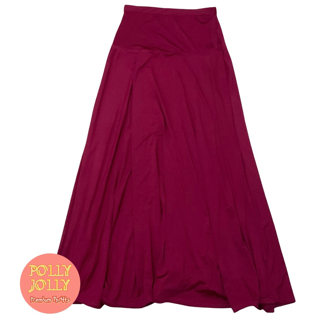 Rok Panjang Skirt Maxi Spandex Lentur Fit Warna Pink Fanta Fusia (Preloved)
