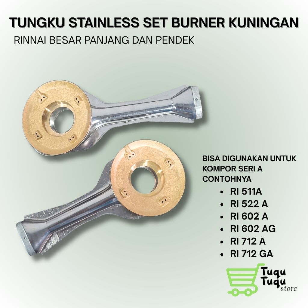 TUNGKU CEROBONG STAINLES SET BURNER KUNINGAN RINNAI BESAR / KOMPOR RINNAI SERI A / KOMPOR GAS 2 TUNG