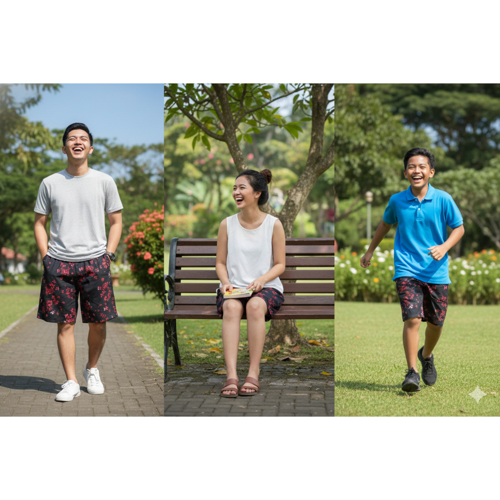 ALKAF ID Batik Solo - Celana Pendek Boxer Pria Wanita Anak Katun (Black Brave)