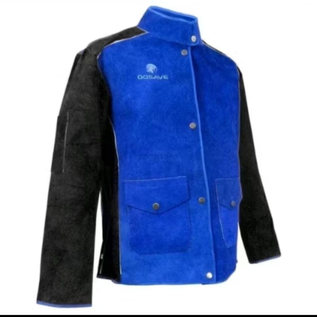 apron las kulit/jaket las kulit/pelindung dada/jacket welder biru-hitam
