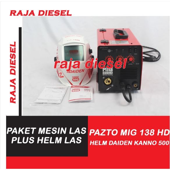TRAVO LAS PAZTO MIG 138 HD JAPAN / MESIN LAS PLUS HELM LAS KANNO 500