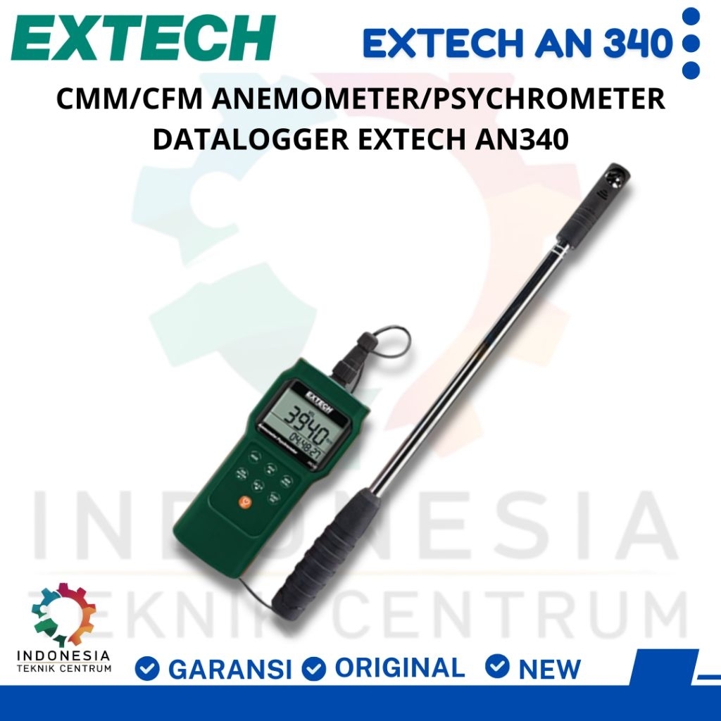 CMM/CFM Anemometer/Psychrometer Datalogger Extech AN340