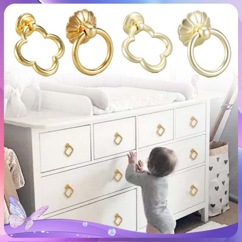 2pcs Tarikan Laci Minimalis Emas - Handle Pegangan Lemari Pintu Modern Kuningan