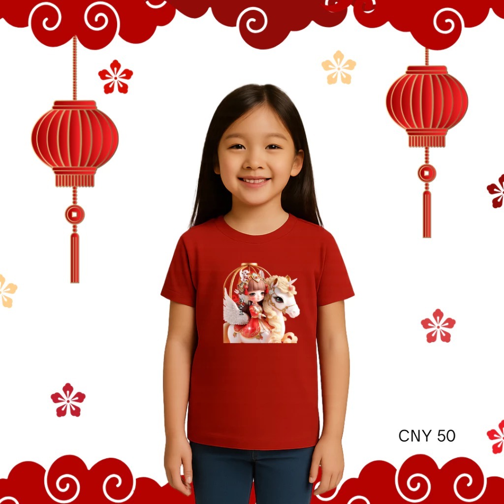 Baju Imlek Anak Perempuan 1-12 tahun CNY Shio Kuda 2026