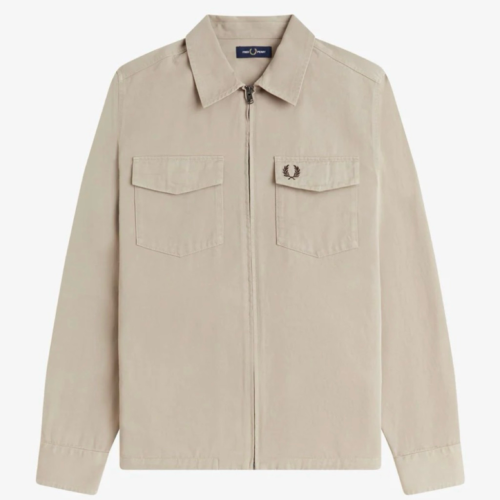 Fred Perry twill zip through overshirt warm oat (Resmi STORE)