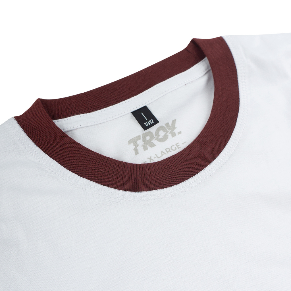 Troy Company Double Sleeve Longsleeve Tshirt White Maroon Fight Unrestrained - Kaos Putih Maroon Lengan Panjang DSD 3491