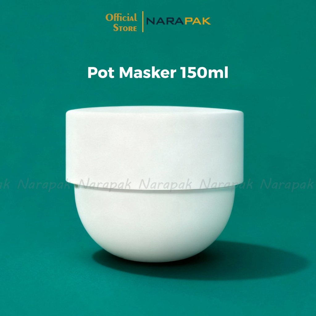 Pot / Jar 150ml Bulat Putih Dof Tempat Lulur Masker Moisturizer lengkap dengan tutup dalam PPHC150