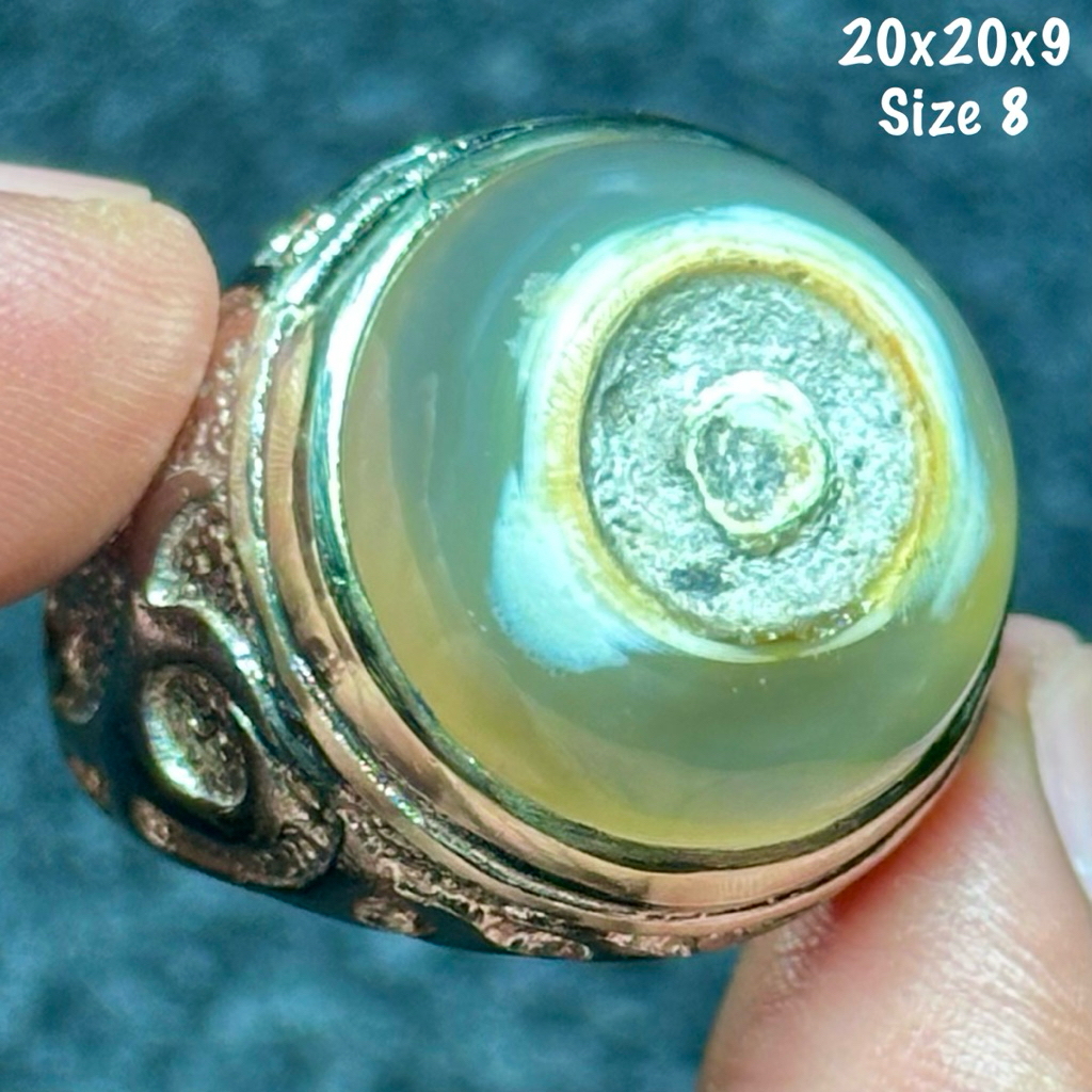 Cincin Batu Akik Natural Puser Karang Nunggal Combong Alami Kristal (asli alam)