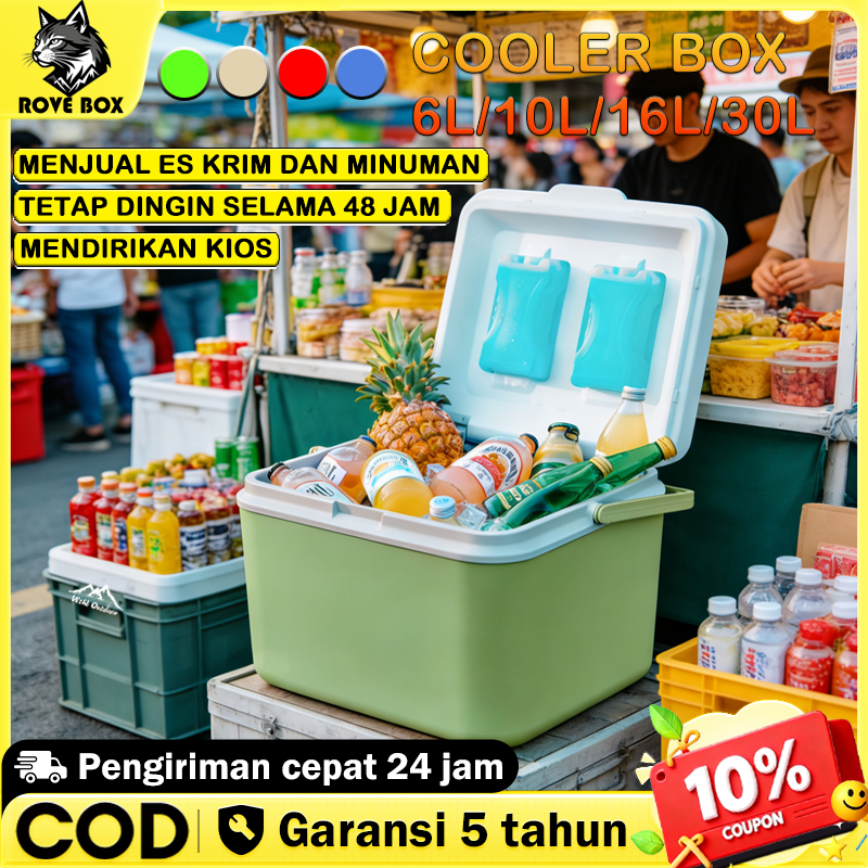 Cooler Box 6/10/16/30L  Pendingin Kotak Beku Tetap Segar Portabel Mengawetkan es batu pasar minuman