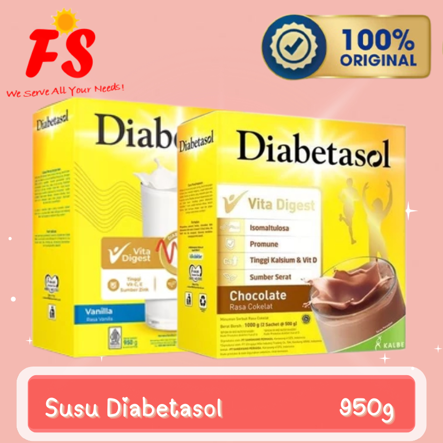 DIABETASOL VANILA & CHOCOLATE KEMASAN 950 GRAM/570 GRAM  SUSU DIABETASOL JUMBO
