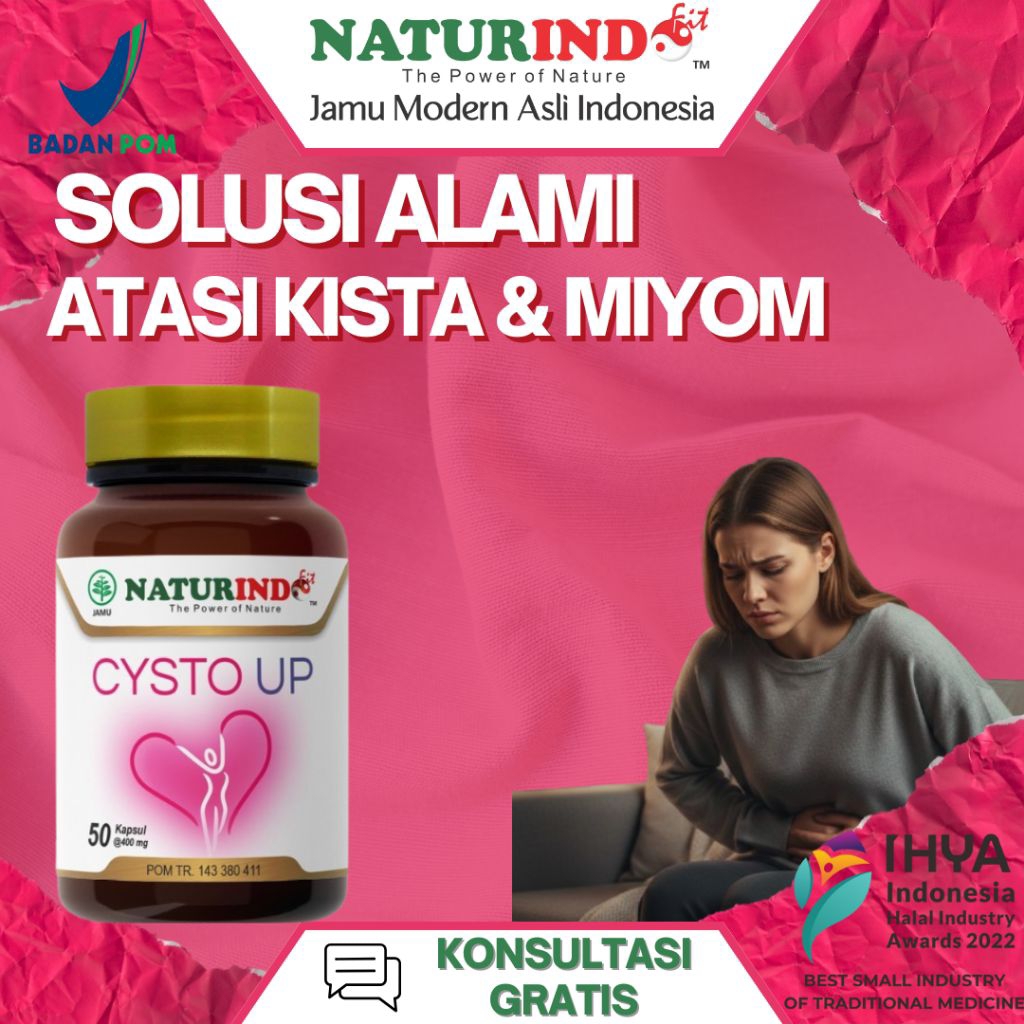 NATURINDO HERBAL KISTA OVARIUM PENEBALAN DINDING RAHIM MYOM PCOS CYSTO UP