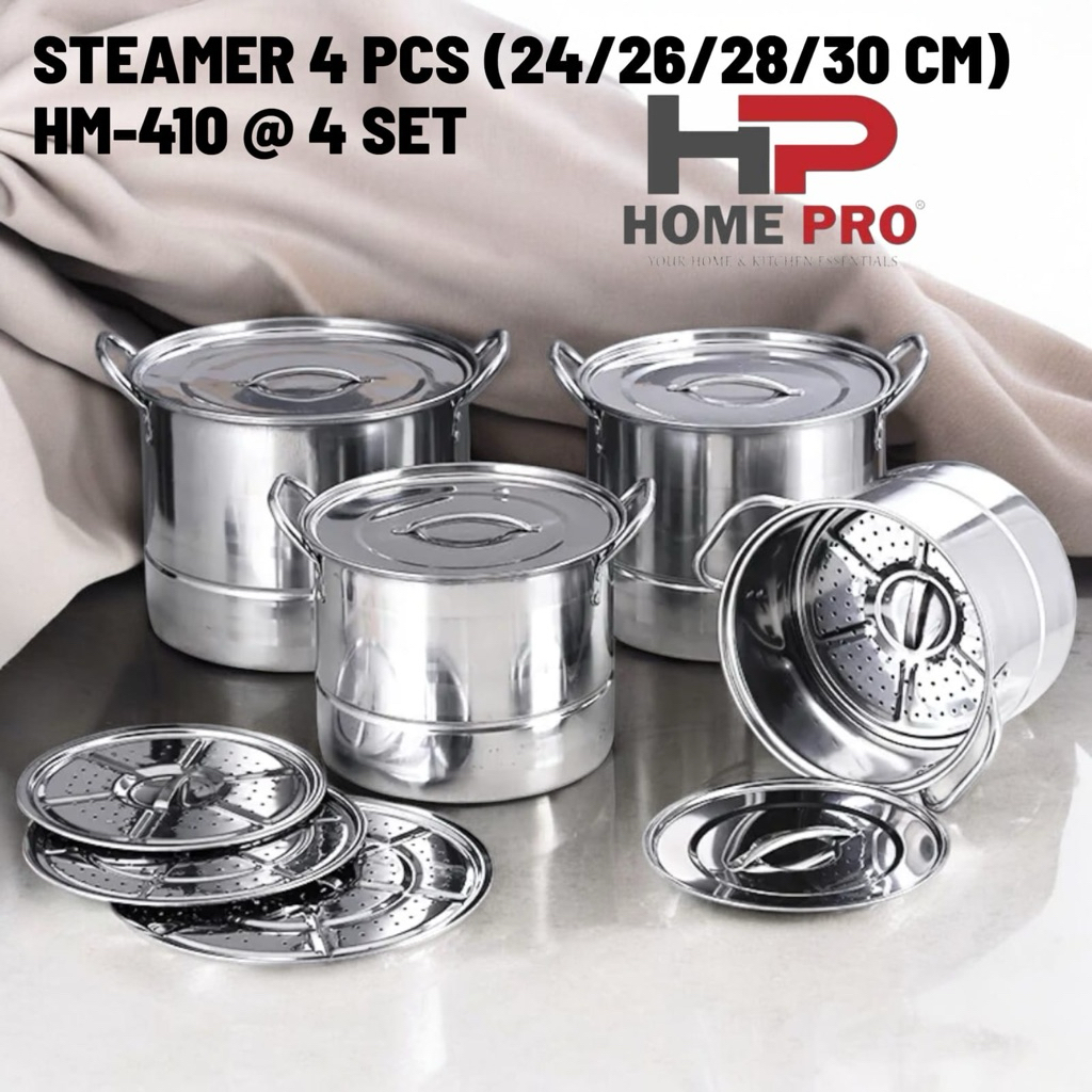 Steamer 4pcs / Panci Steamer Stock Pot / Panci Kukus 4set / Panci Dandang Set