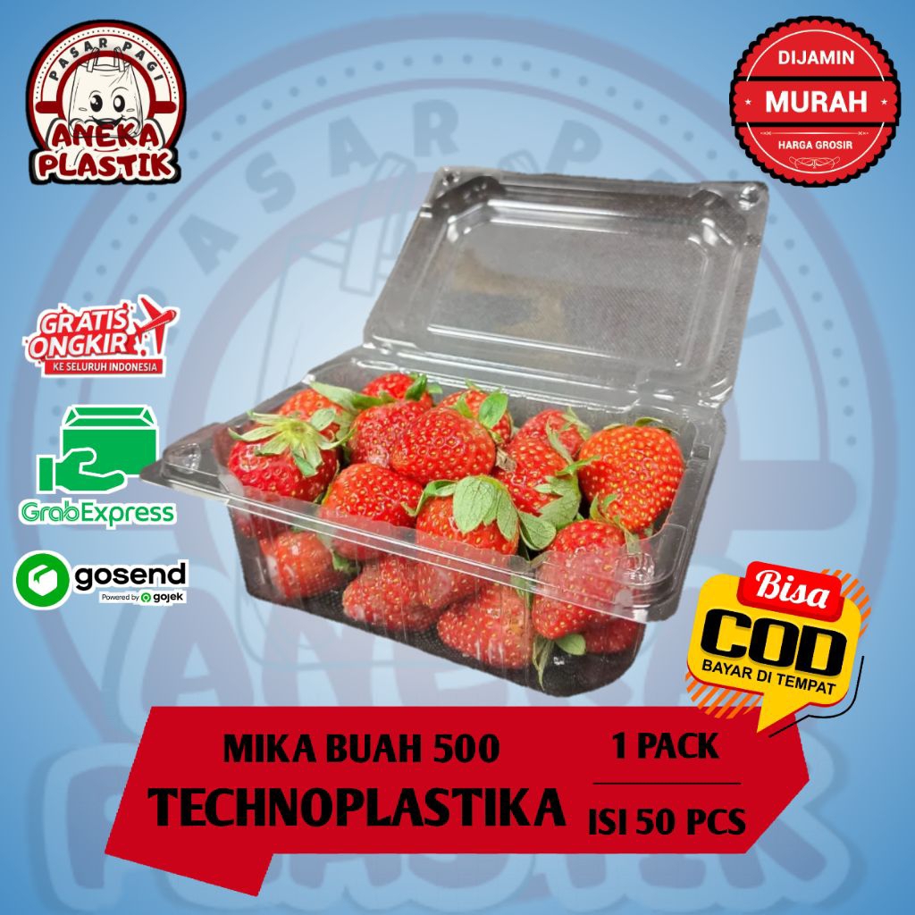 MIKA BUAH 500ML | MIKA STRAWBERRY 500GRAM | BOX MIKA FRUIT | MIKA BUAH & SAYUR MERK TECHNO - 1 PACK 