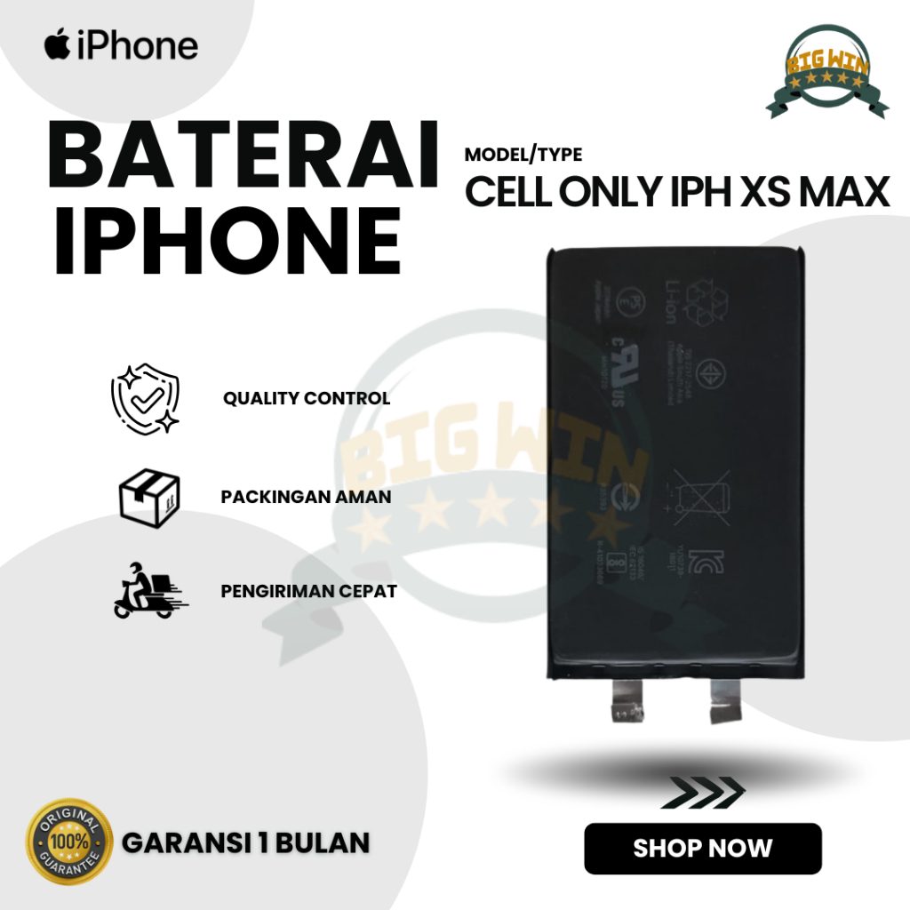 BATERAI BATTERY IPHONE XS MAX DOUBLE [IC POWER] ORIGINAL