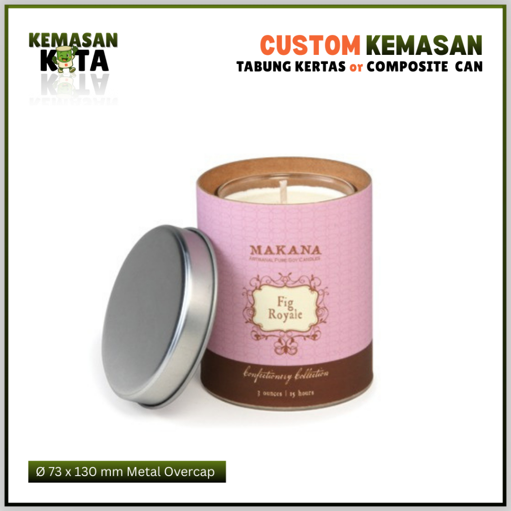 Tabung Kertas / Composite Can Premium Food-Grade Ø 73 x 130 mm Metal Overcap | Kemasan Aluma Custom